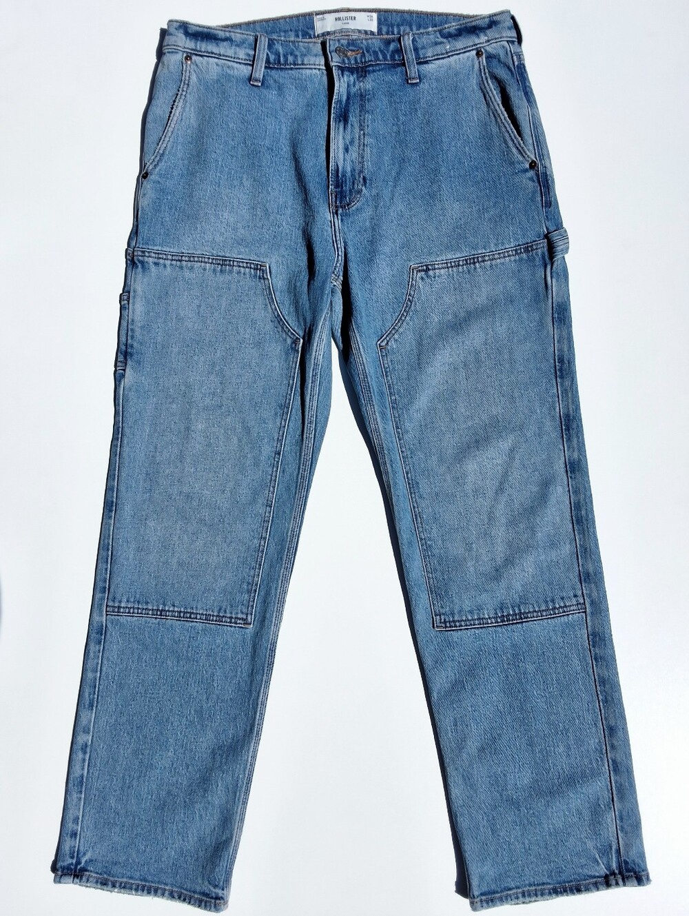 (34x32) Hollister Men's Loose Carpenter Jeans In Medium Wash Blue (Like New)
